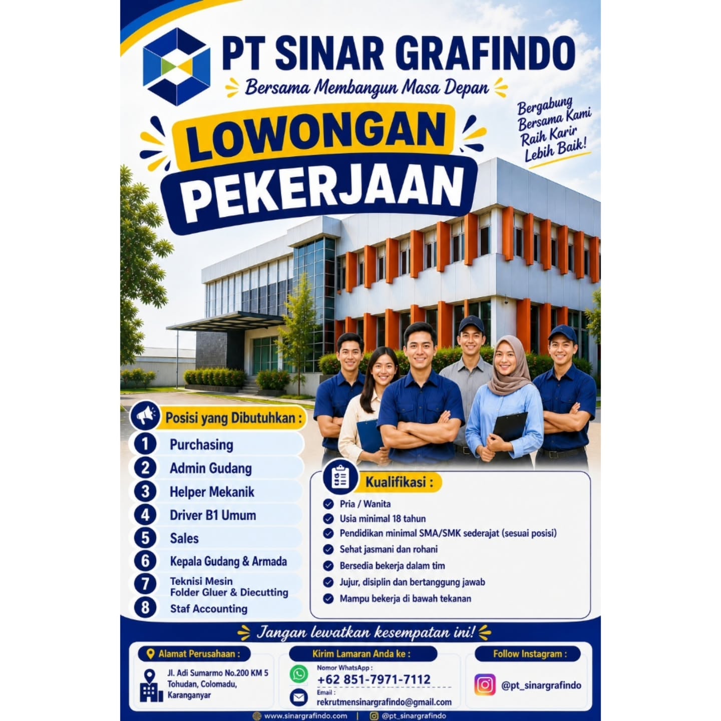 Poster Lowongan Kerja PT Sinar Grafindo Slide 1