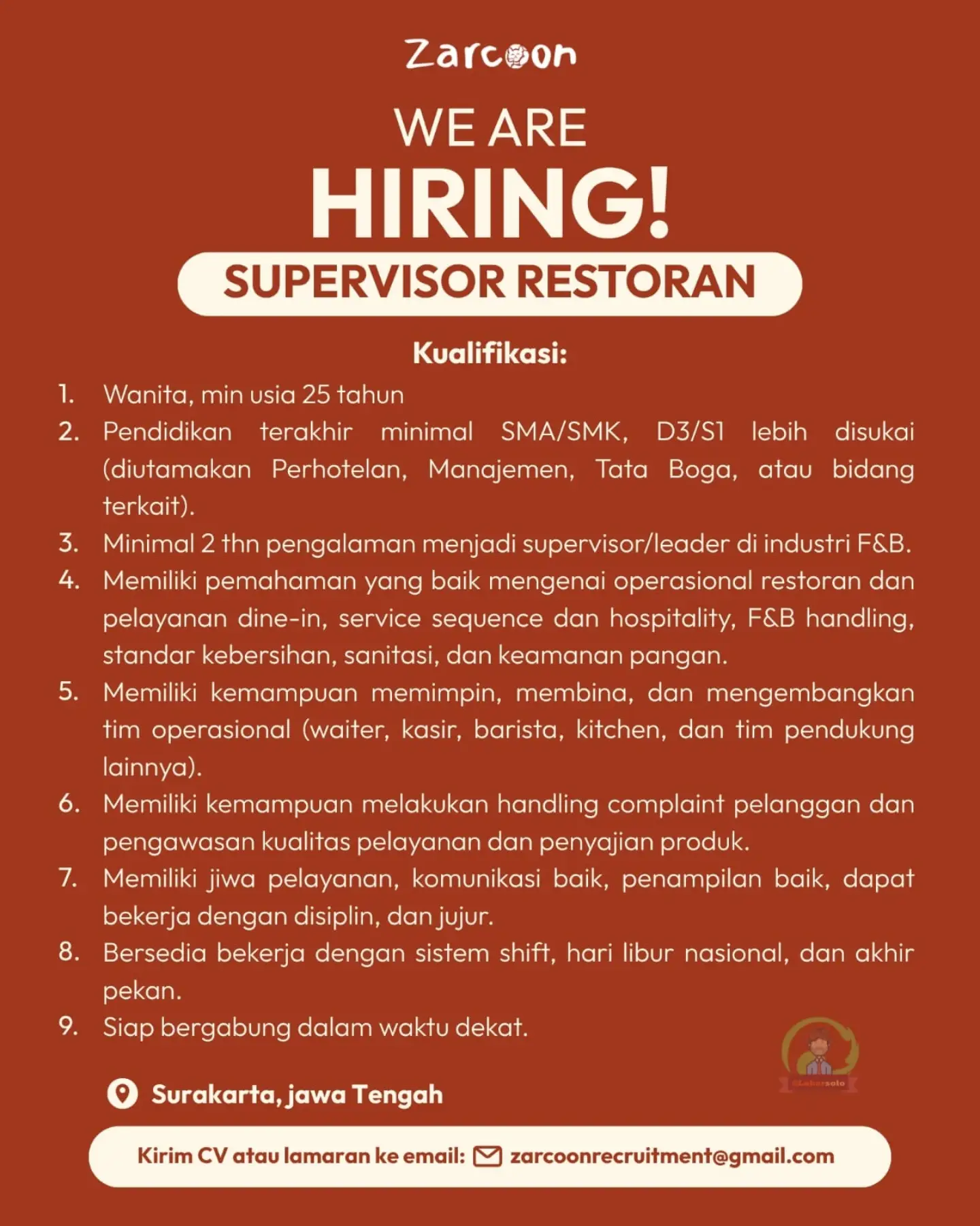 Poster Lowongan Kerja Zarcoon Slide 1