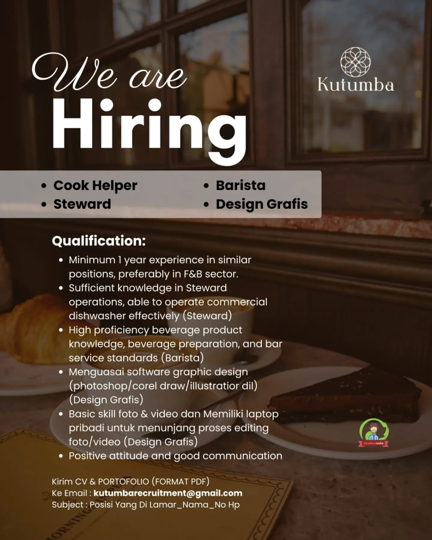 Poster Lowongan Kerja Kutumba Resto