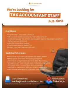 Lowongan Kerja Tax Accountant Staff di CV ASA TAX SOLUTION (Sukoharjo)