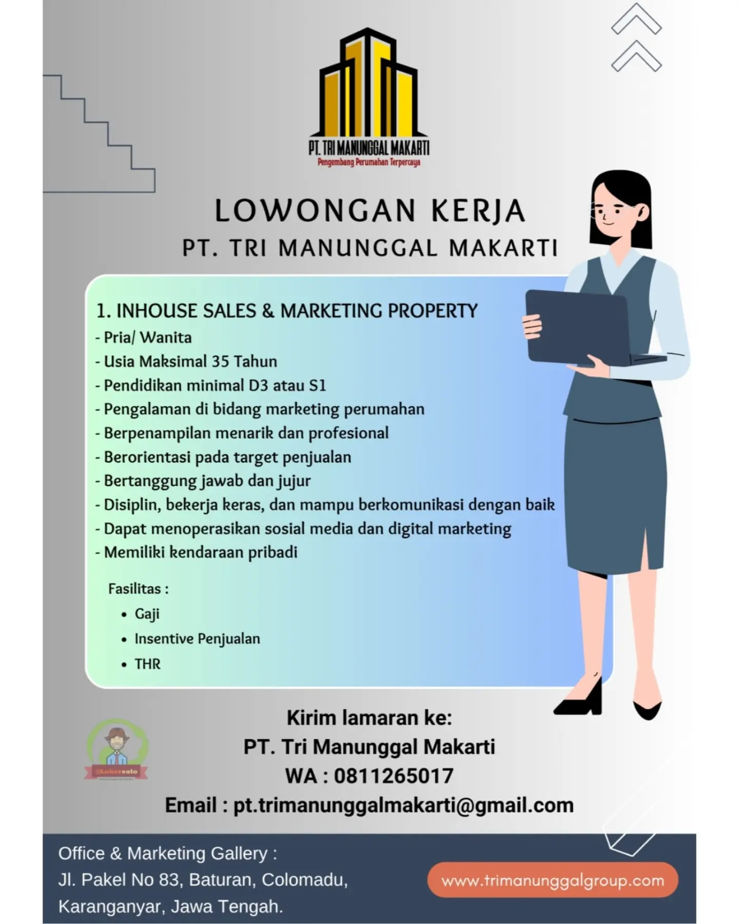 Poster Lowongan Kerja Inhouse Sales & Marketing Property - PT. Tri Manunggal Makarti