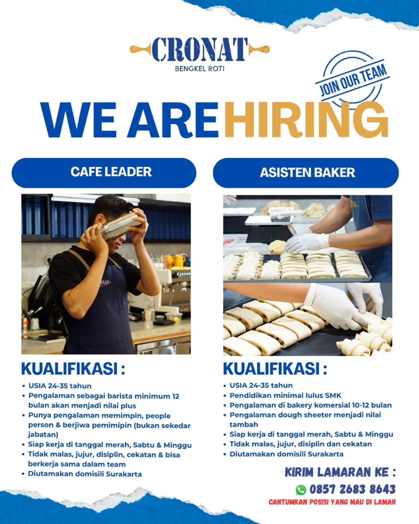 Poster Lowongan Kerja Cronat Bengkel Roti