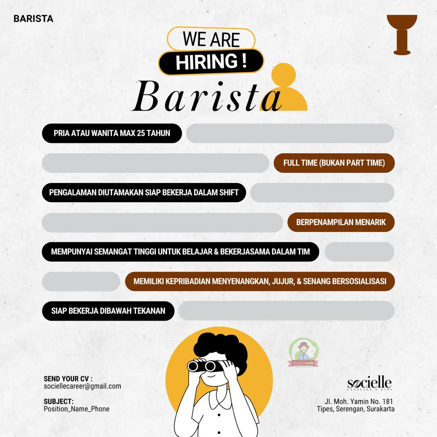 Poster Lowongan Kerja Socielle Espresso & Dine Slide 1