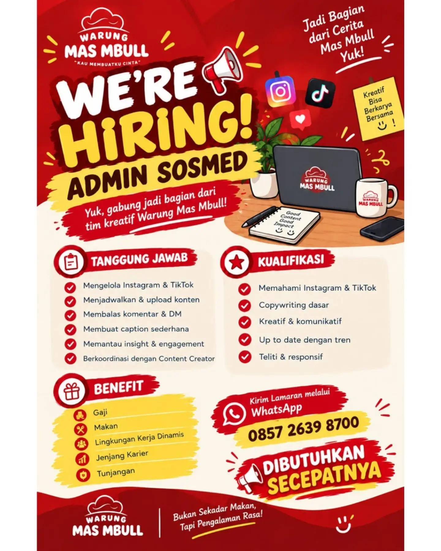 Poster Lowongan Kerja Warung Mas Mbull Slide 1