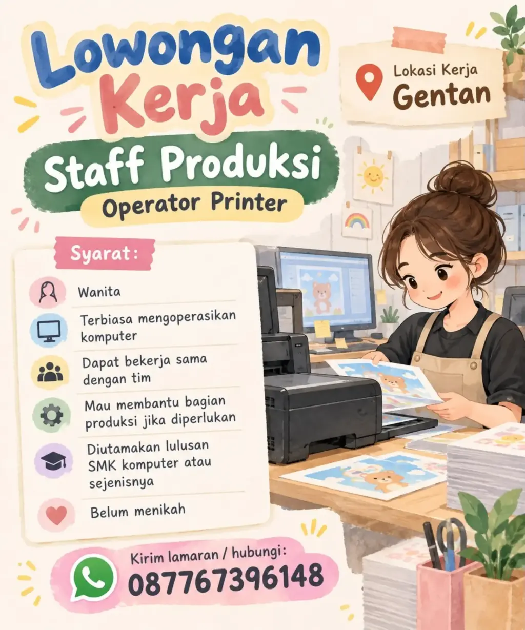 Poster Lowongan Kerja Staff Produksi - KIDDOSE