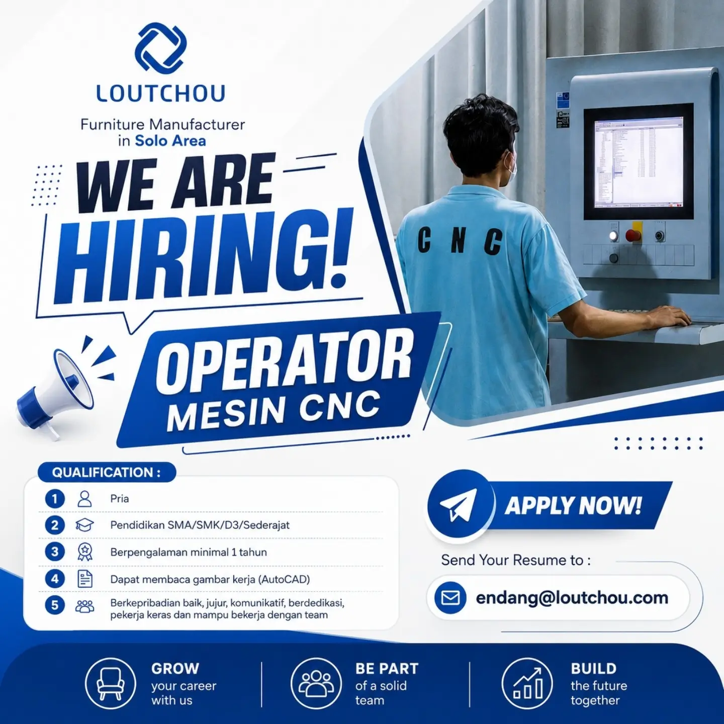 Poster Lowongan Kerja Operator Mesin CNC - Loutchou