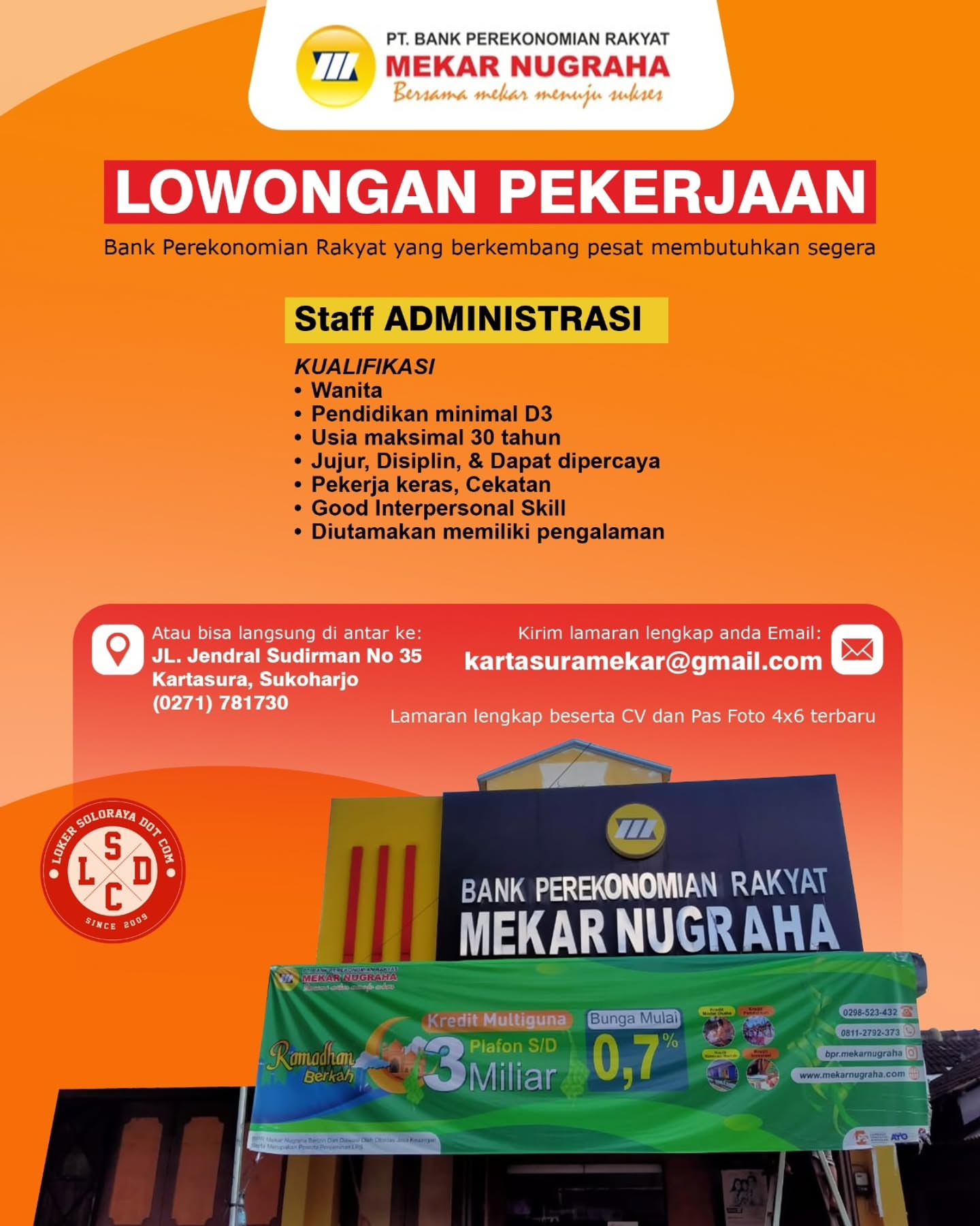 Poster Lowongan Kerja PT BPR Mekar Nugraha Slide 1