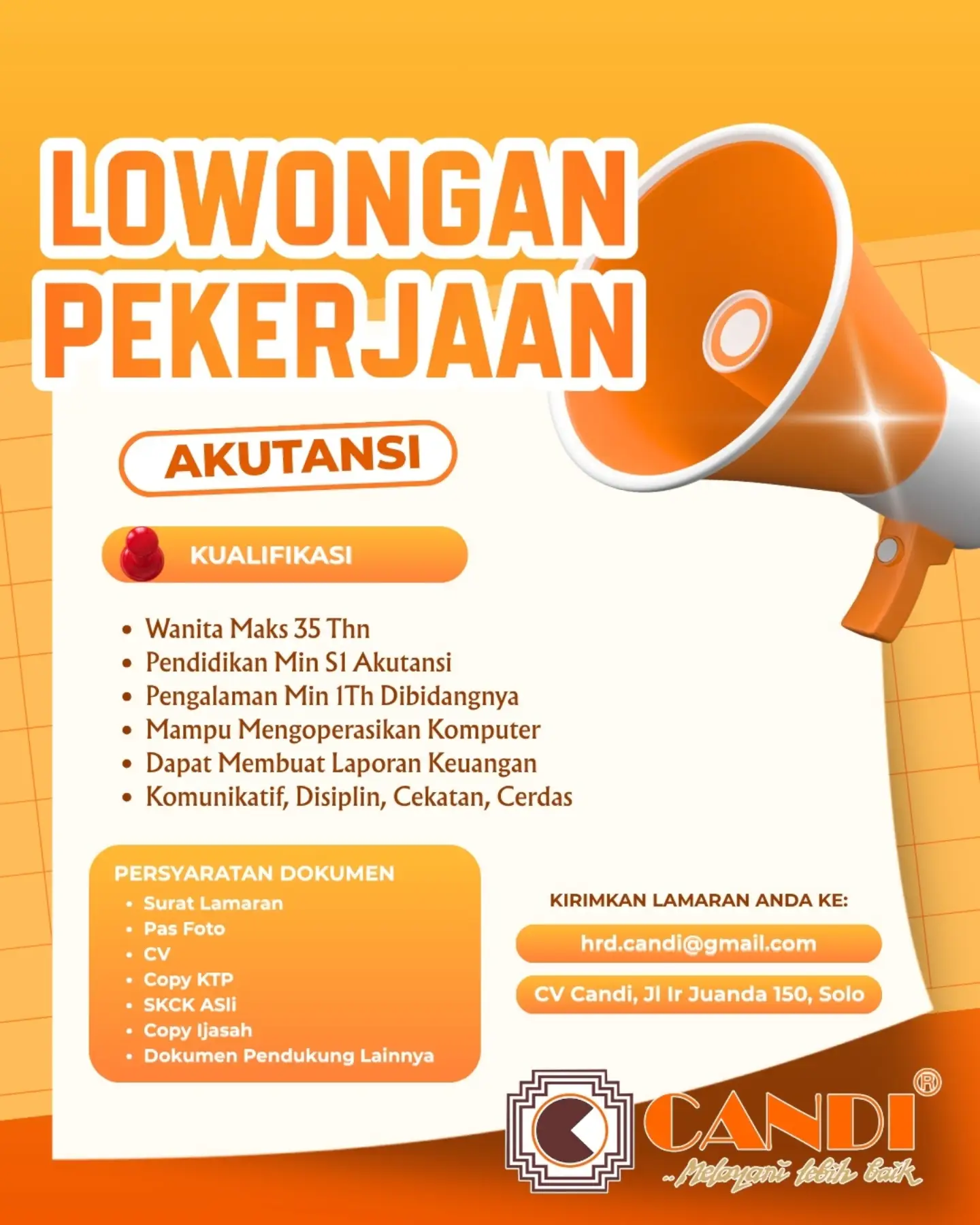 Poster Lowongan Kerja Akuntansi - CV Candi