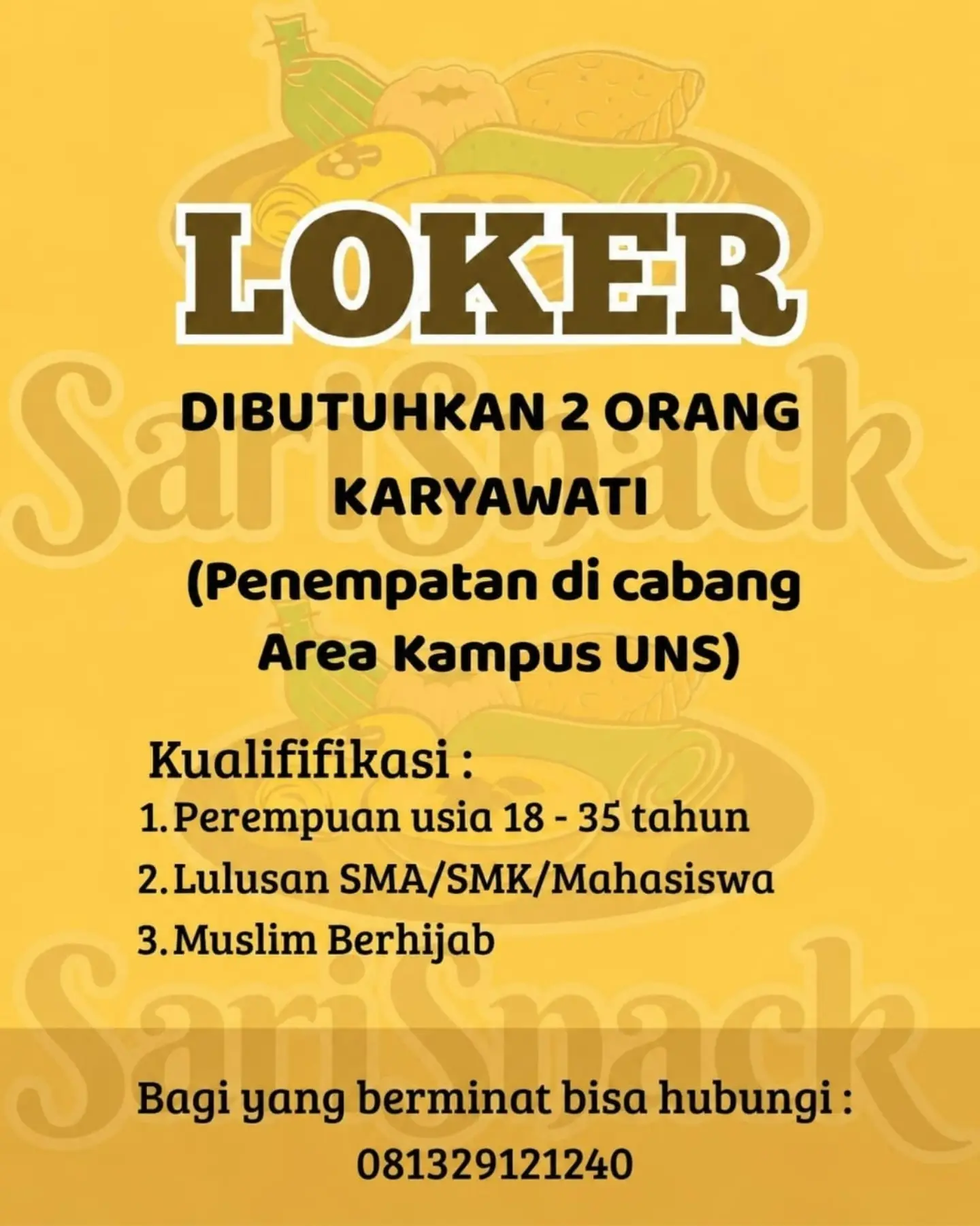 Poster Lowongan Kerja Karyawati - Sari Snack