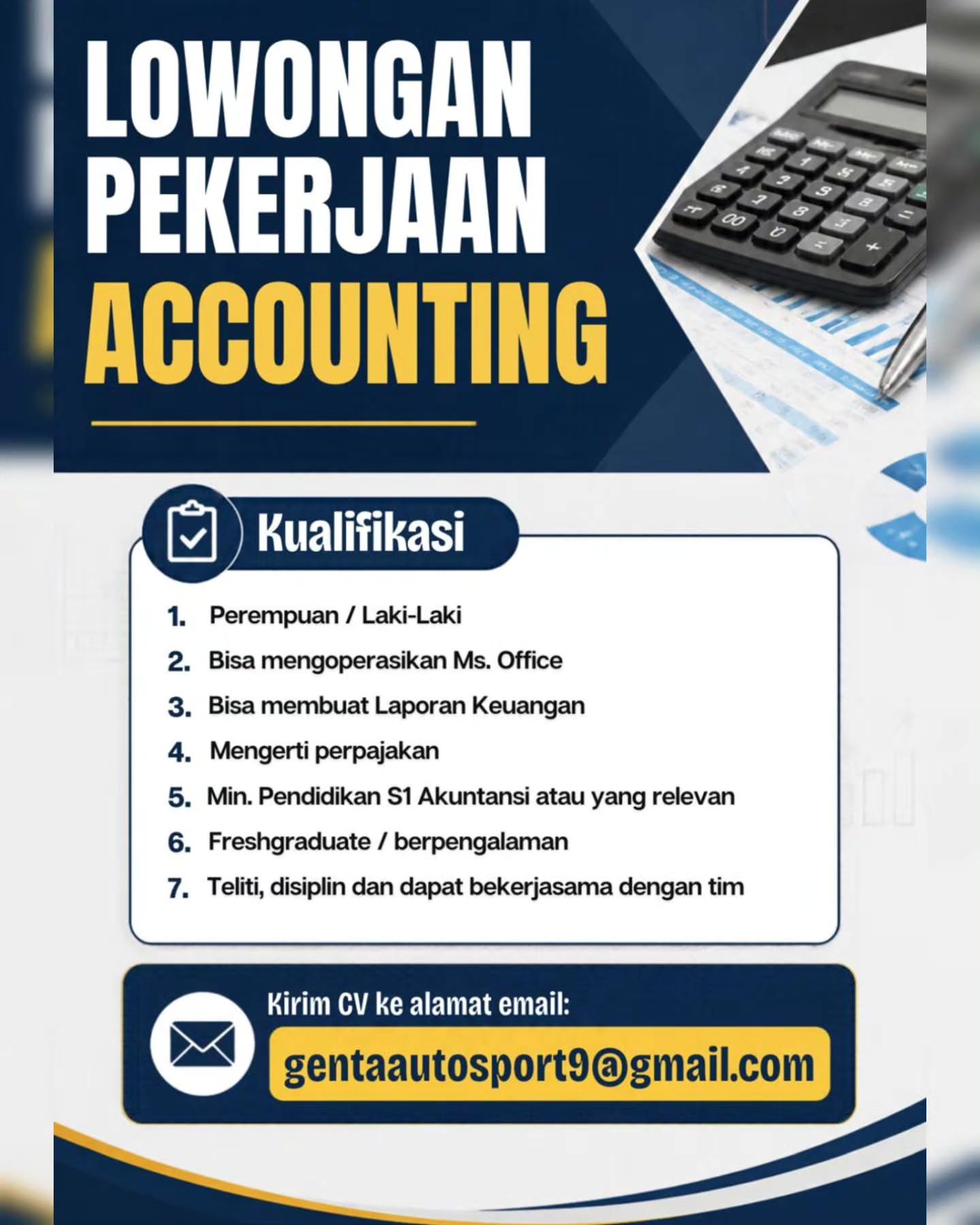 Poster Lowongan Kerja Genta Auto Sport Slide 1