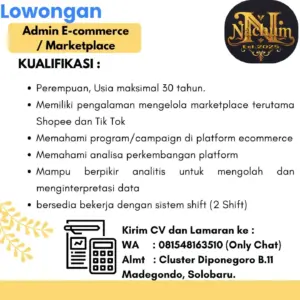 Lowongan Kerja Admin E-commerce / Marketplace di Nachum (Solo Baru, Sukoharjo)