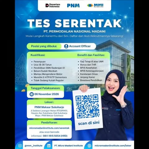 Poster Lowongan Kerja Account Officer - PT. Permodalan Nasional Madani (PNM)