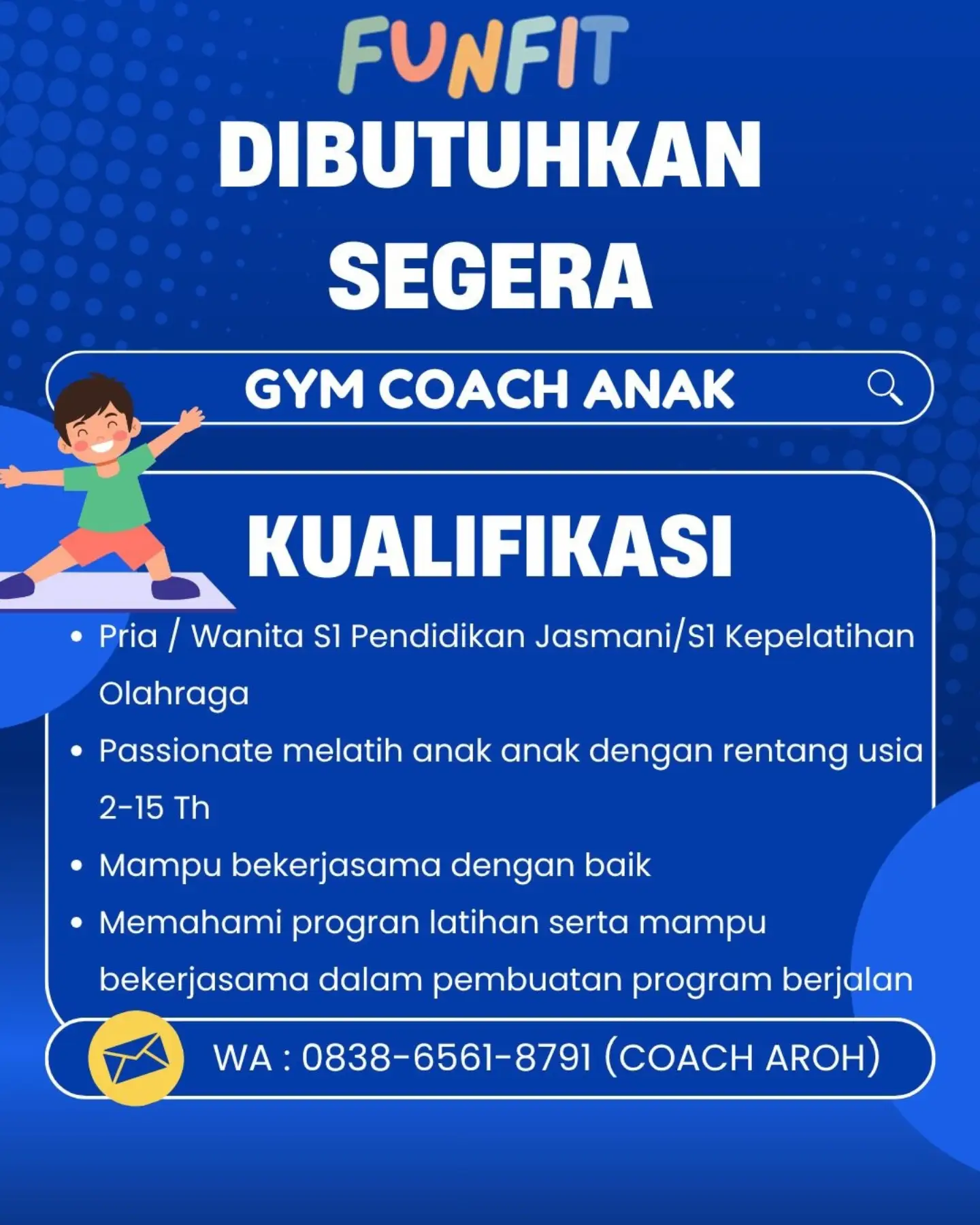 Poster Lowongan Kerja Gym Coach Anak - FUNFIT