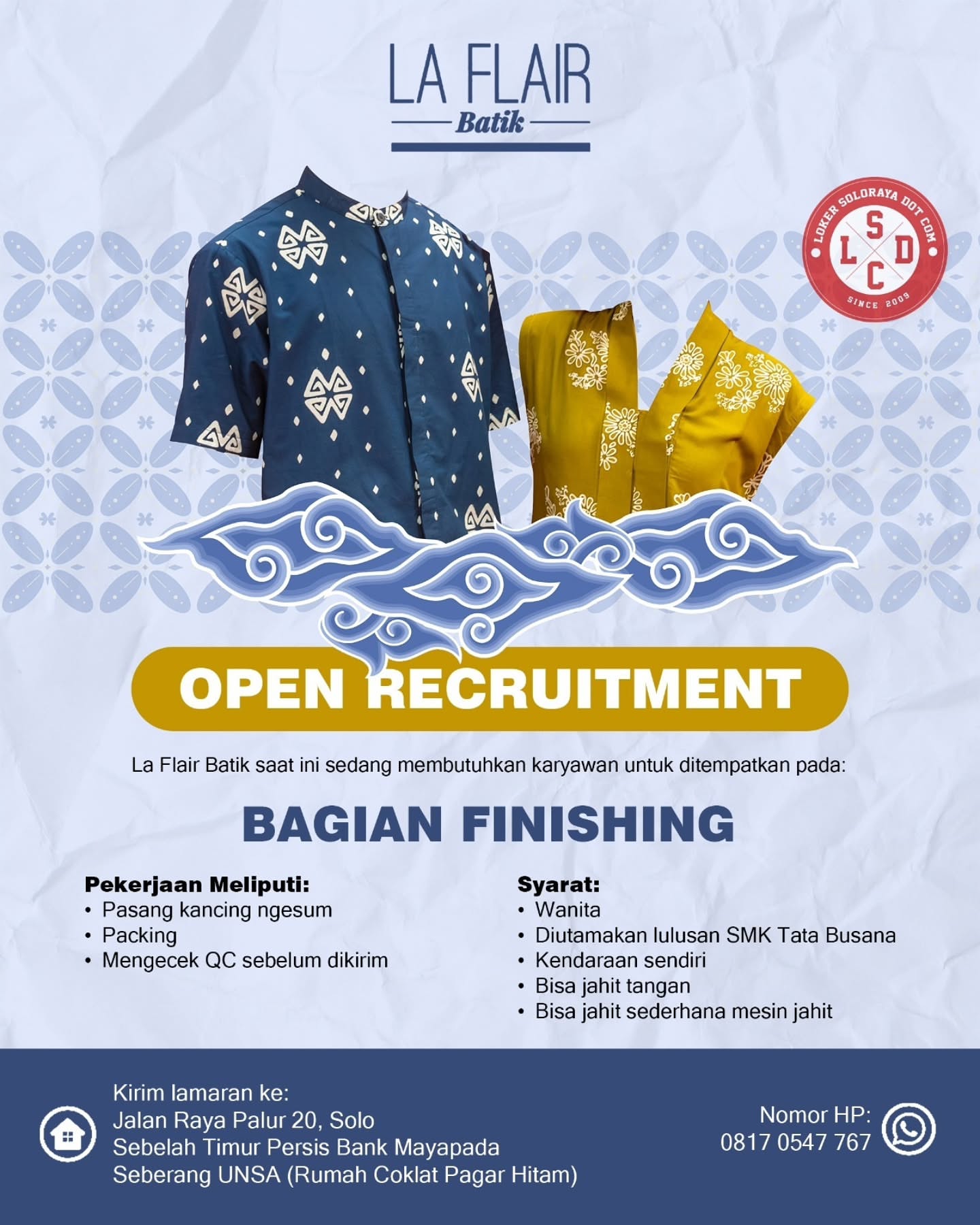 Poster Lowongan Kerja La Flair Batik Slide 1