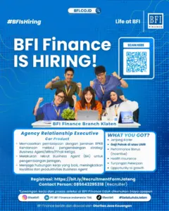 Lowongan Kerja Agency Relationship Executive (ARE) di PT BFI Finance Indonesia Tbk (Klaten)
