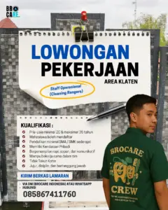 Lowongan Kerja Staff Operasional (Cleaning Rangers) di Brocare Indonesia (Klaten)