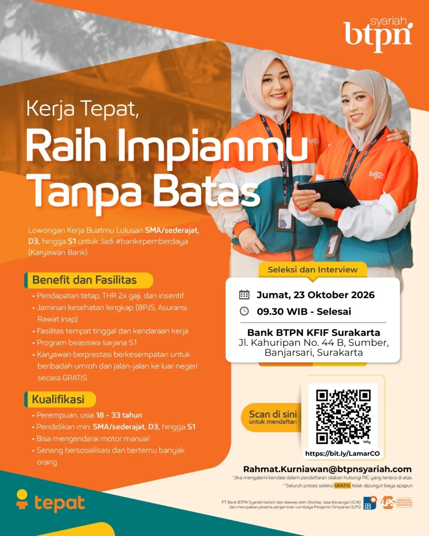 Poster Lowongan Kerja Community Officer (Bankir Pemberdaya) - Bank BTPN Syariah