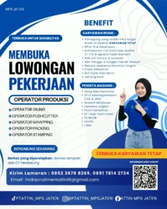 Lowongan Kerja di PT Attin Sigaret Indonesia (MPS Jaten) (5 Posisi (Operator Produksi (Giling, Pushcutter, Wrapping, Packing, Stamping), Security Rumah Pribadi, dll)) – Karanganyar