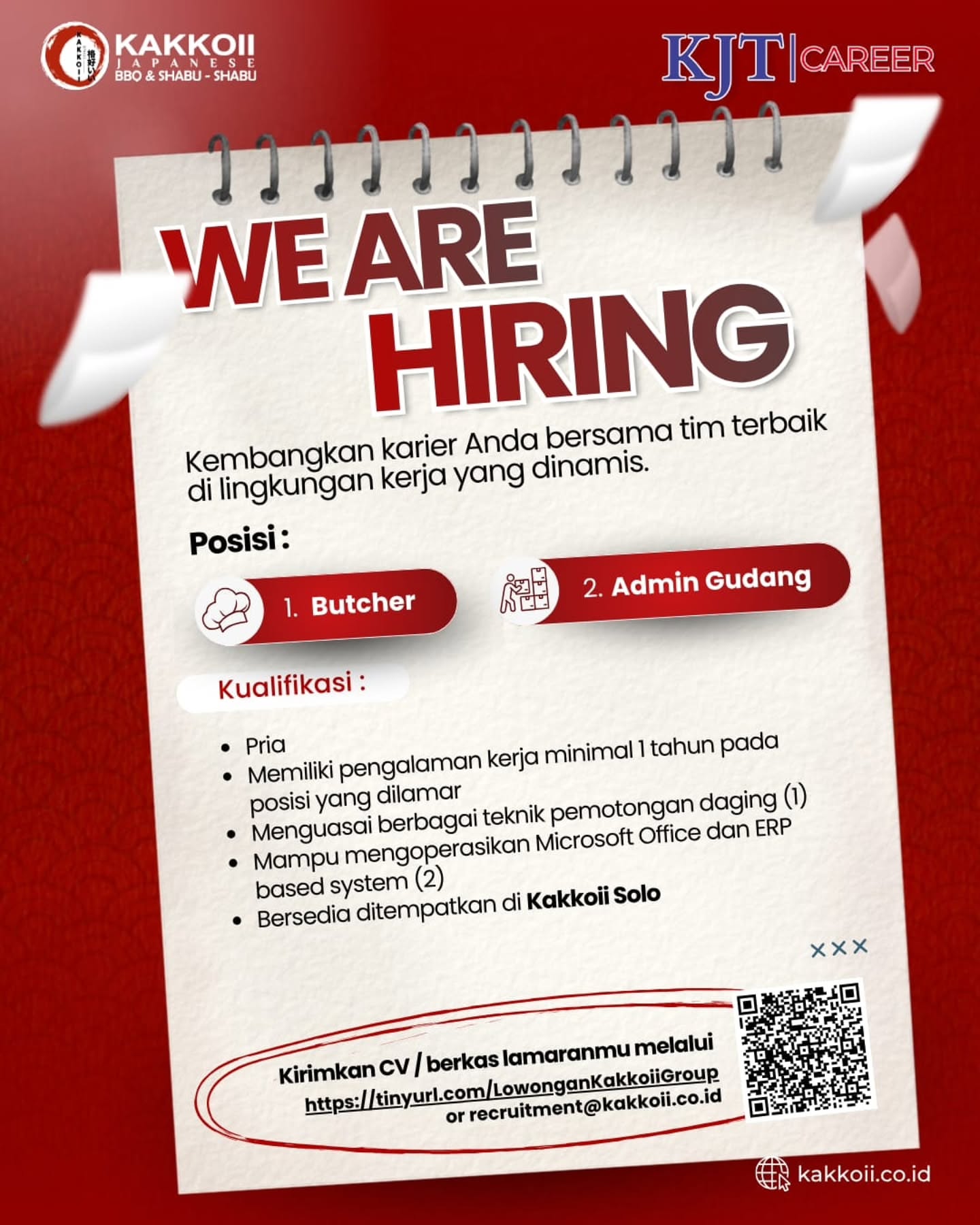 Poster Lowongan Kerja Kakkoii Japanese BBQ & Shabu-Shabu