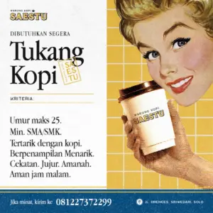 Lowongan Kerja Tukang Kopi di Warung Kopi Saestu (Jl. Drenges, Sriwedari, Solo (Purwonegaran))