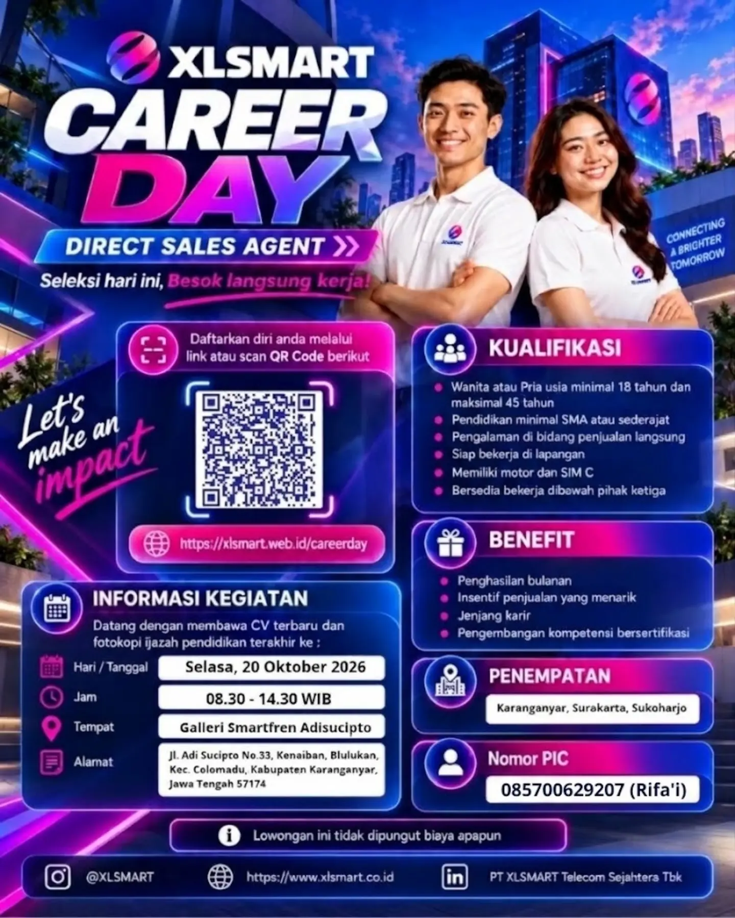 Poster Lowongan Kerja Direct Sales Agent - PT XLSMART Telecom Sejahtera Tbk