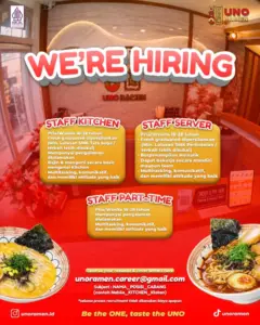 Lowongan Kerja di Uno Ramen (Staff Kitchen, Staff Server, & Staff Part-Time) – Klaten