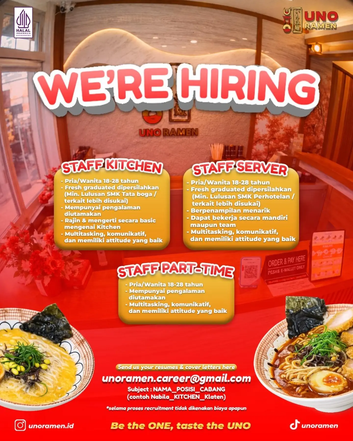 Poster Lowongan Kerja Uno Ramen