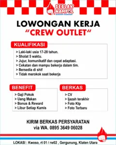 Lowongan Kerja Crew Outlet di Seblak Nampol (Klaten Utara, Klaten)