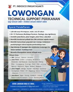 Lowongan Kerja Technical Support Perikanan di PT. Indosco Dwijayasakti (Solo Raya (Boyolali, Sukoharjo, Karanganyar, Klaten))