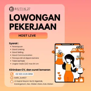 Lowongan Kerja Host Live di Butik 27 (Klaten)