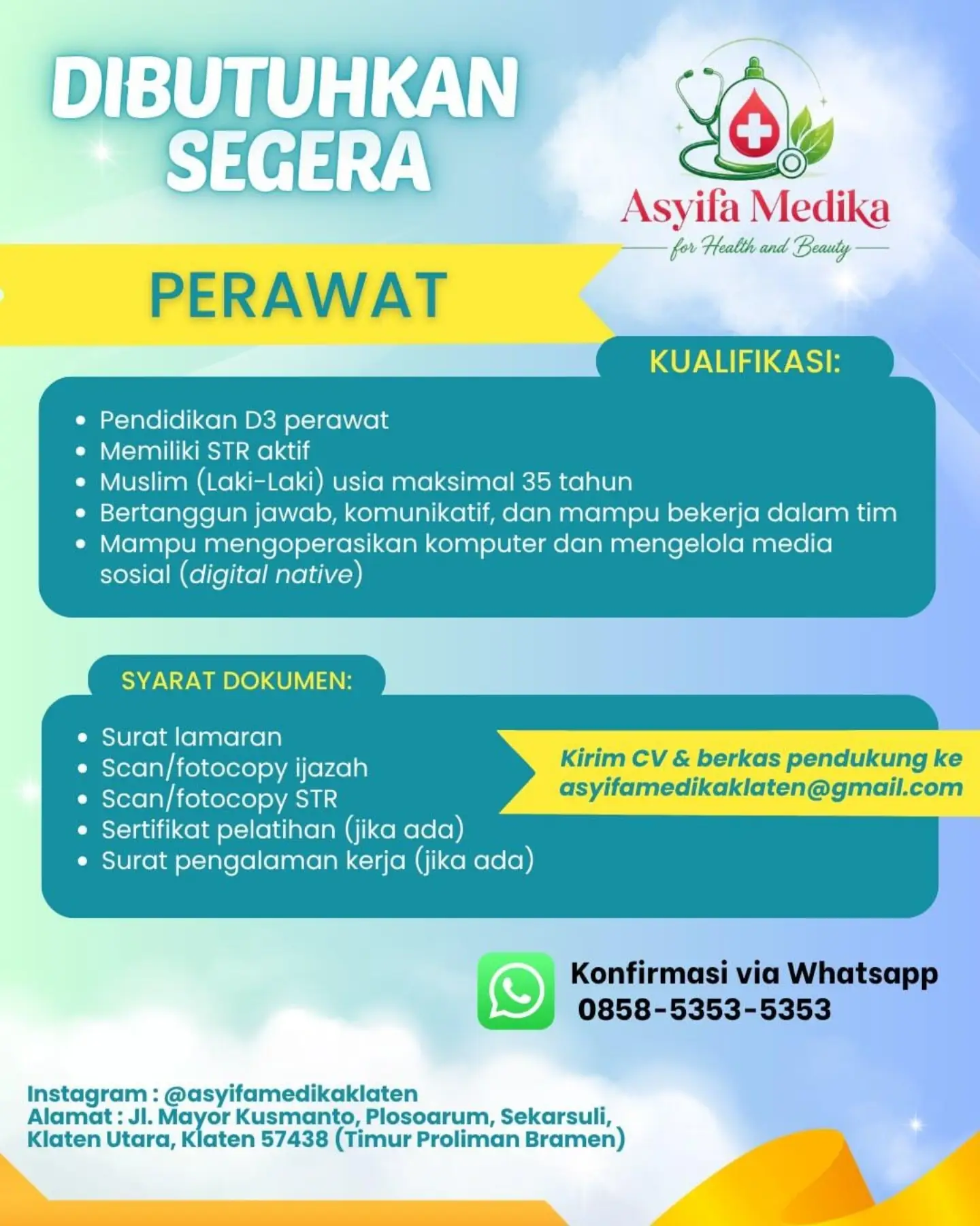 Poster Lowongan Kerja Perawat - Asyifa Medika