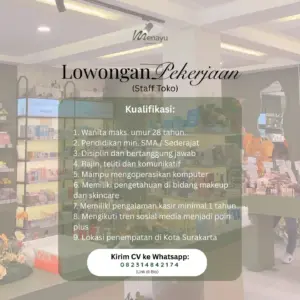 Lowongan Kerja Staff Toko di Menayu Cosmetics (Surakarta)