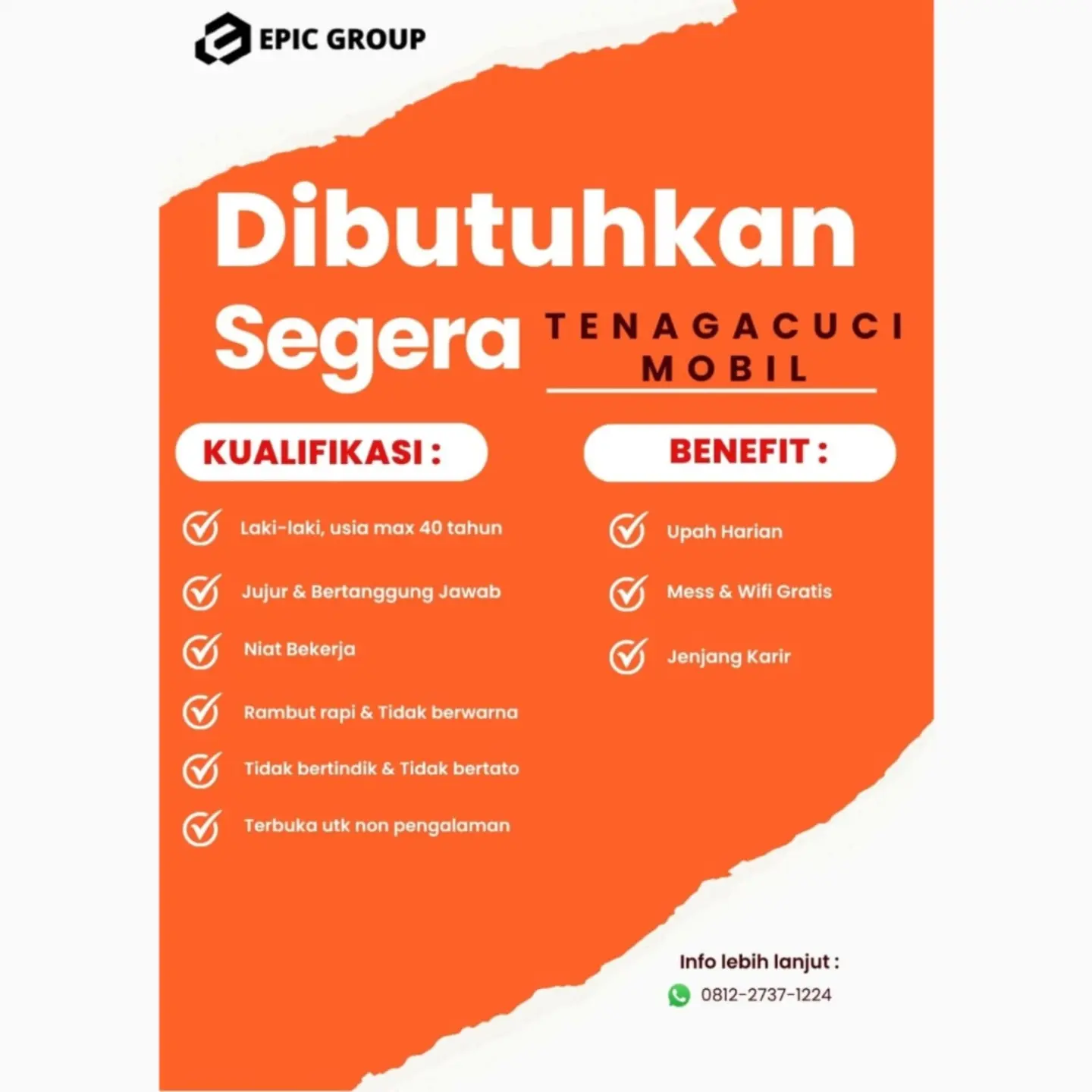 Poster Lowongan Kerja EPIC GROUP Slide 1