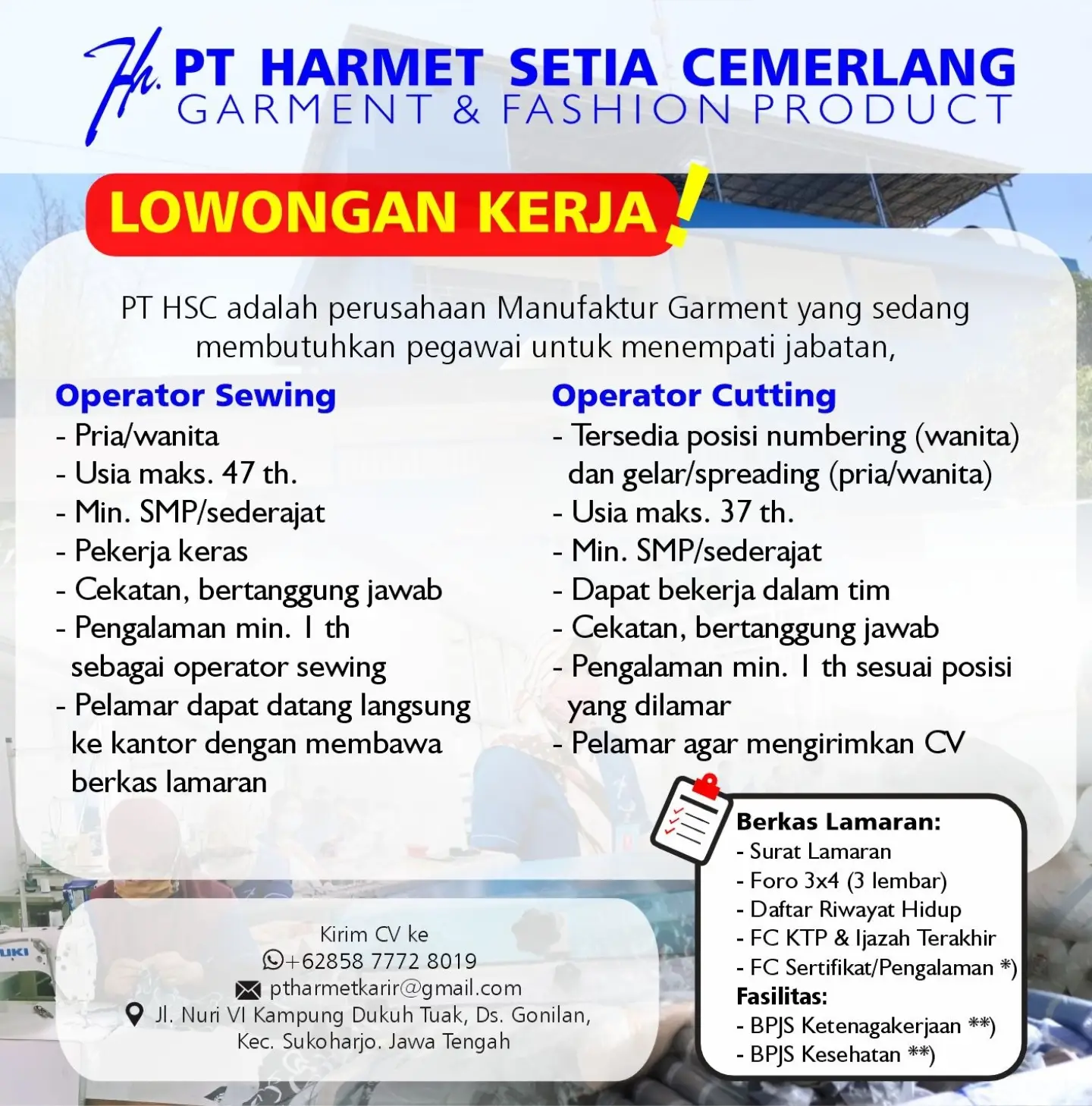 Poster Lowongan Kerja PT Harmet Setia Cemerlang & PT Harmet Global Defence Slide 1