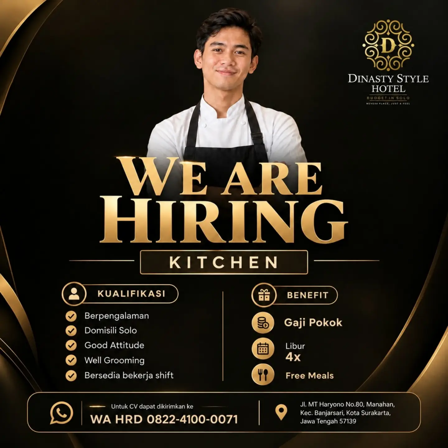 Poster Lowongan Kerja Kitchen - Dinasty Style Hotel Solo