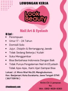 Lowongan Kerja Nail Art & Eyelash di Look Beauty (Surakarta)