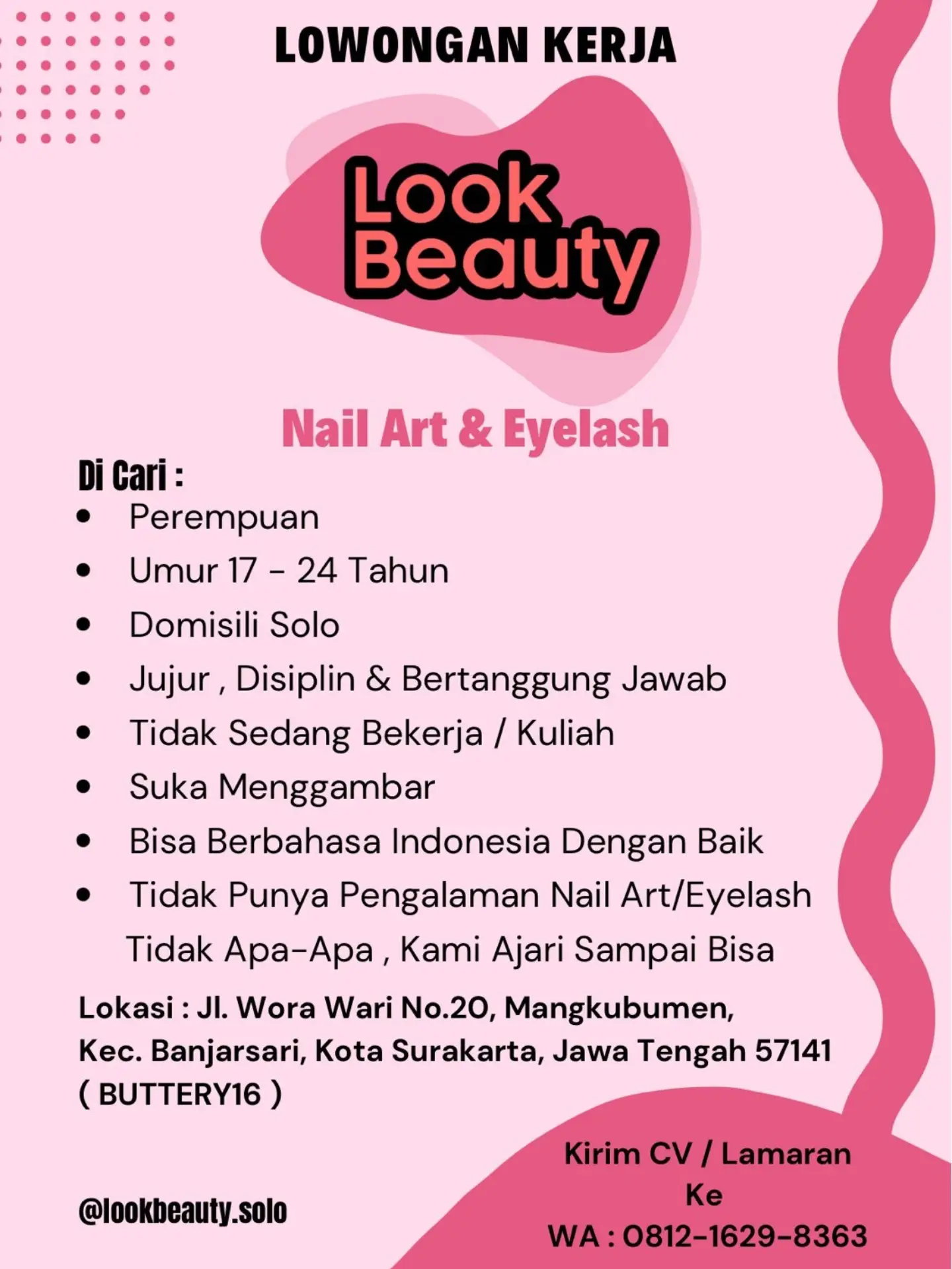 Poster Lowongan Kerja Nail Art & Eyelash - Look Beauty