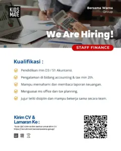 Lowongan Kerja Staff Finance di Kids Mate – Bersama Warna Group (Solo)