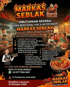 Lowongan Kerja di Markas Seblak (Admin Media Sosial, Koki, & Waiter) – Klaten
