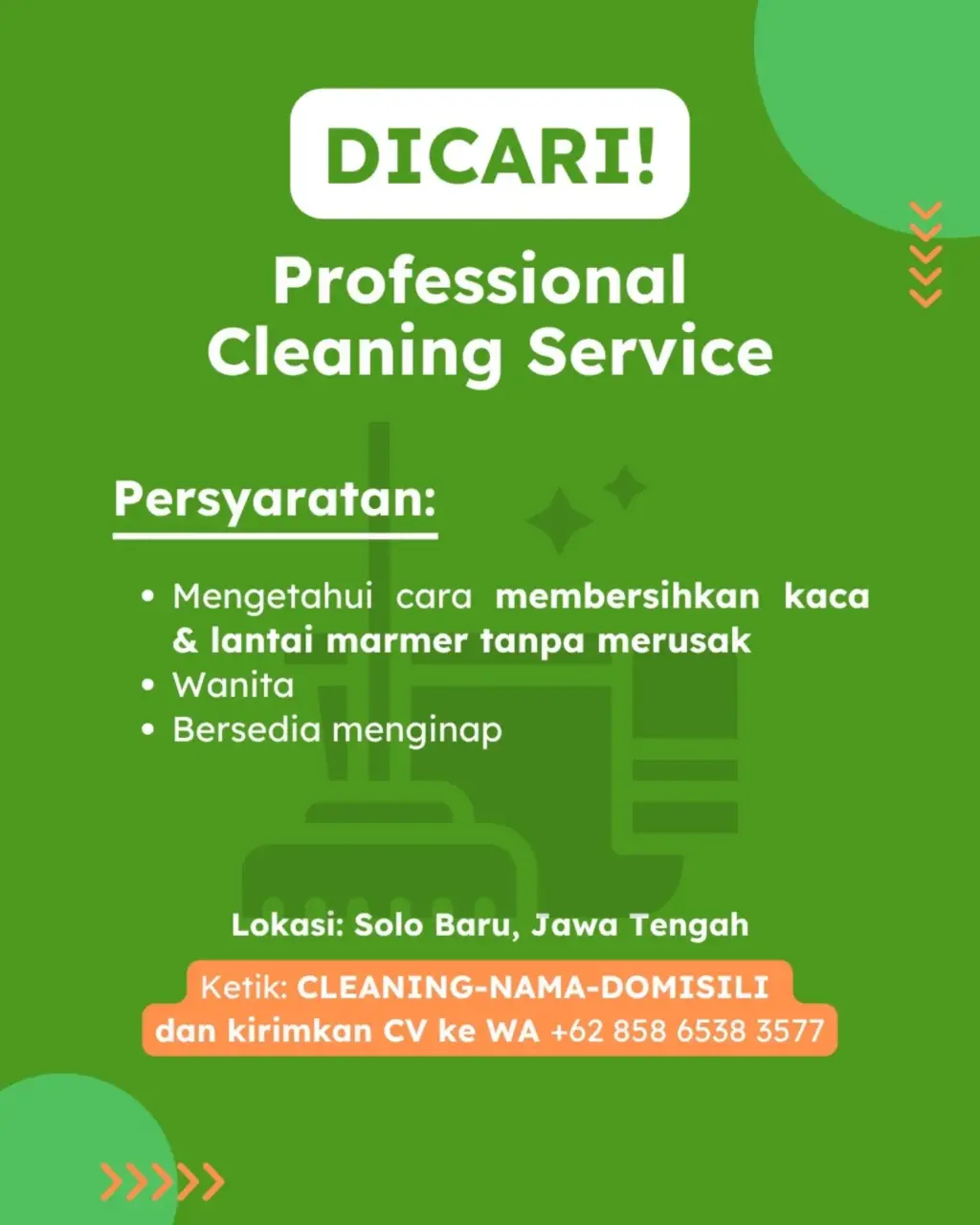 Poster Lowongan Kerja Professional Cleaning Service - Perusahaan