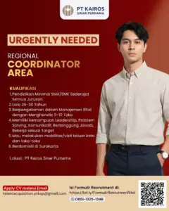Lowongan Kerja di PT Kairos Sinar Purnama (4 Posisi (Regional Coordinator Area, Finance Manager, dll)) – Surakarta