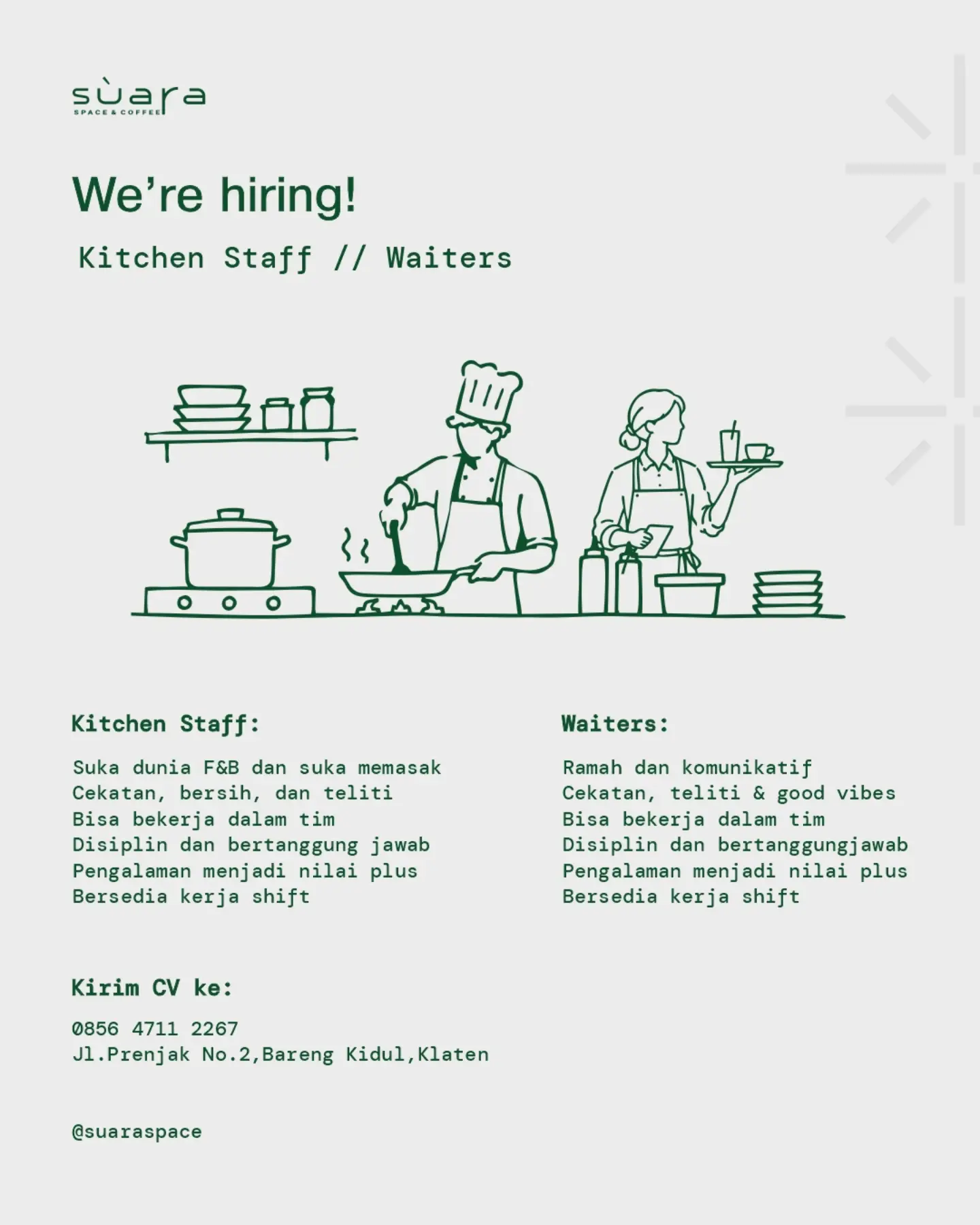 Poster Lowongan Kerja Suara Space & Coffee