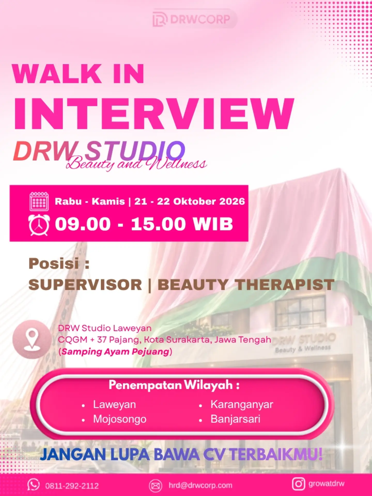 Poster Lowongan Kerja DRW Studio (DRWCORP) Slide 1