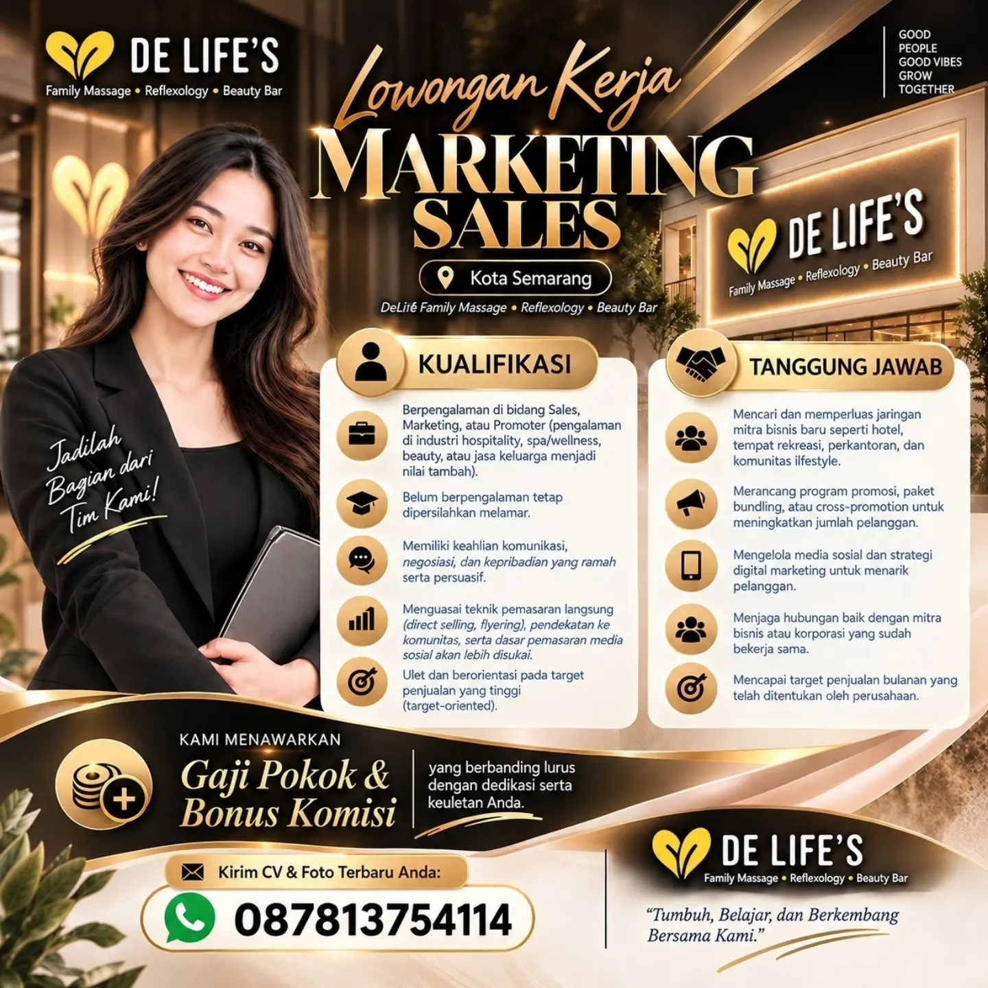 Poster Lowongan Kerja De Life's Family Massage Slide 1