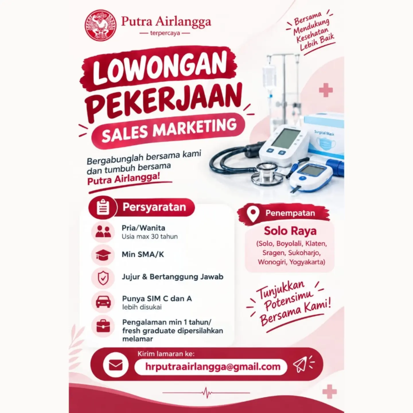 Poster Lowongan Kerja Sales Marketing - Putra Airlangga
