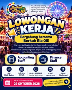 Lowongan Kerja di Berkah Ria 08 (Accounting Staff & Finance Staff) – Klaten