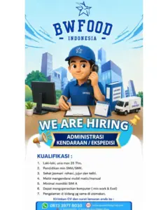 Lowongan Kerja di BW Food Indonesia (5 Posisi (Administrasi Kendaraan / Ekspedisi, Talent & Admin Marketplace, dll)) – Klaten