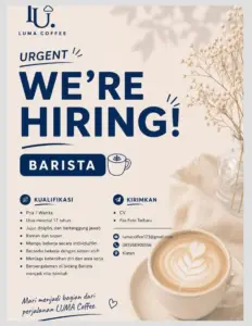 Lowongan Kerja Barista di Luma Coffee (Klaten)