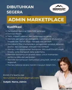 Lowongan Kerja Admin Marketplace di Mermount Adventure (Klaten Kota)
