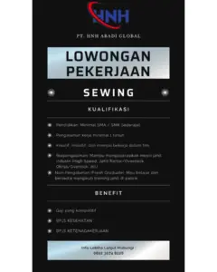Lowongan Kerja Sewing di PT. HNH Abadi Global (Klaten)